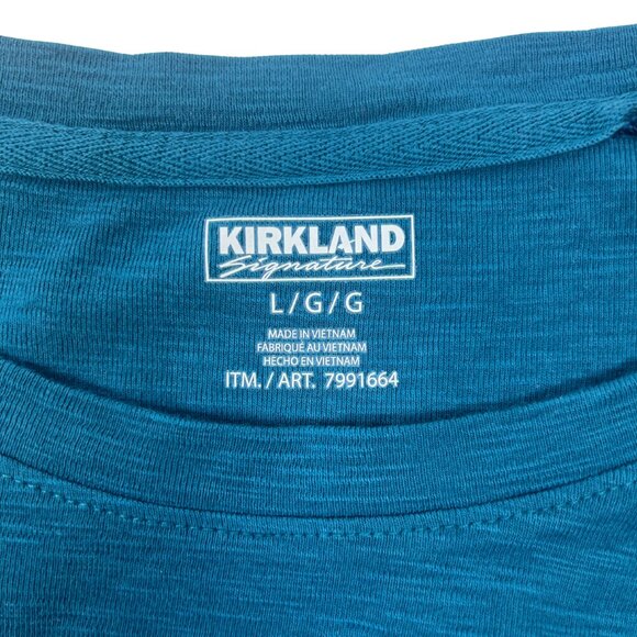 Kirkland Signature Ladies’ Cotton Slub Tee | 3/4 Sleeve | Size L | Blue - Picture 4 of 4